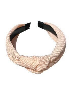 Pink Wide Textured Fabric Fashion Headband w/ Knot